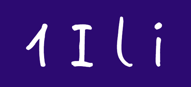 1, uppercase I, lowercase l and lowercase i are side by side.