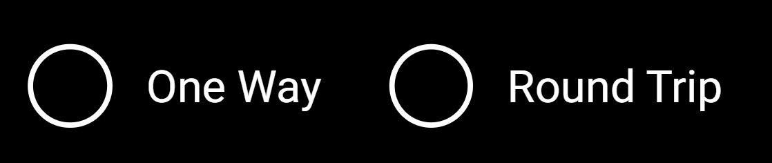 Two radio buttons side by side in a black background. Selection areas are empty in both of them.