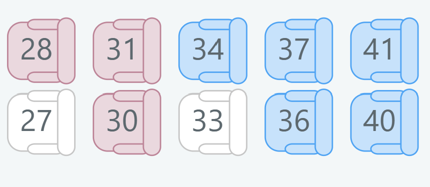 A seat map containing colours pink, light blue and white. White seat is next to the light blue one.