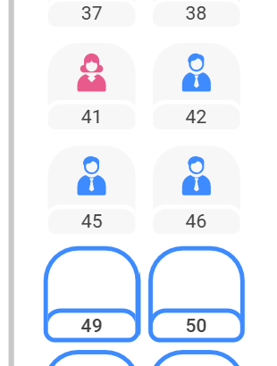 Blue male icons are wearing a white tie where dark pink woman icons wearing dark pink shirts.